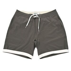 Wellen Performance Board Shorts Mens Size 32 Swim Trunks 7" Gray Green Pockets